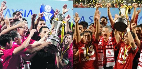 PM Lee lifting the MSL trophy on his first appearance for LionsXII